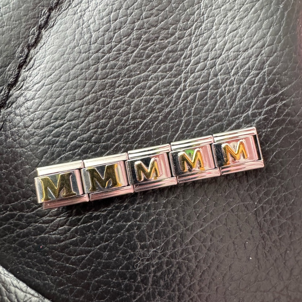 Letter M Gold Tone Italian Charm Link